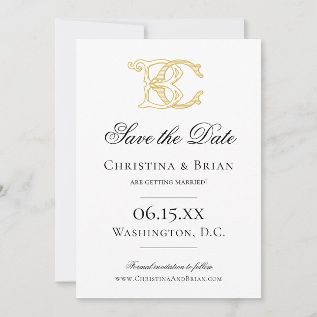 EDITABLE COLORS BC Monogram CB Monogram Invitation (Front)