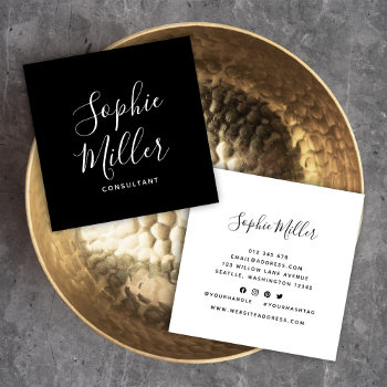 Editable Colors Calligraphy Script Social Media Square Business Card by RosewoodandCitrus at Zazzle