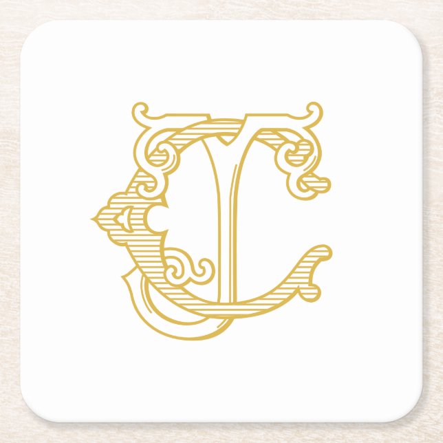 EDITABLE COLORS CJ Monogram JC Logo Coasters (Front)