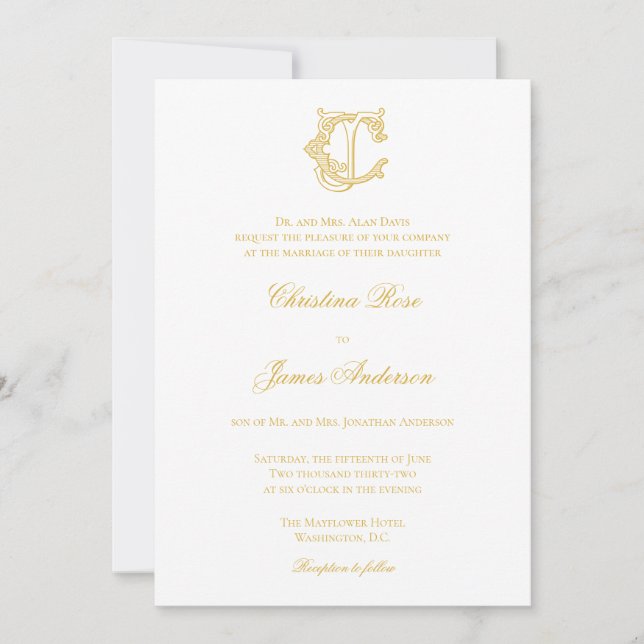 EDITABLE COLORS CJ Monogram JC Logo Invitation (Front)