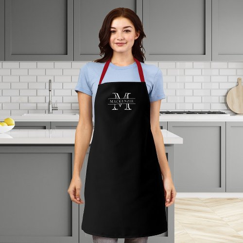 Editable Colors Classic Border Name Monogram Apron