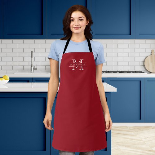 Editable Colors Classic Border Name Monogram Apron