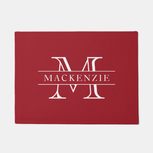 Editable Colors Classic Border Name Monogram Doormat