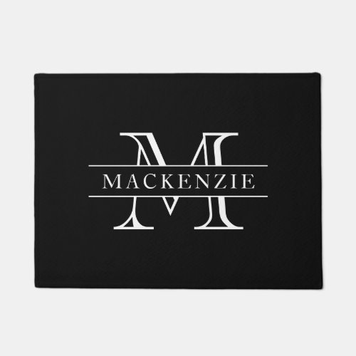 Editable Colors Classic Border Name Monogram Doormat