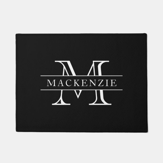 Editable Colors Classic Border Name Monogram Doormat (Front)