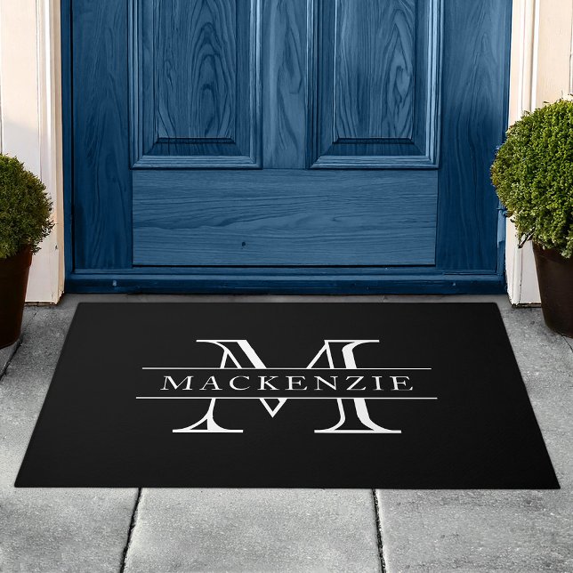 Editable Colors Classic Border Name Monogram Doormat (Creator Uploaded)