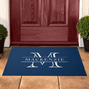 Editable Colors Classic Border Name Monogram Doormat