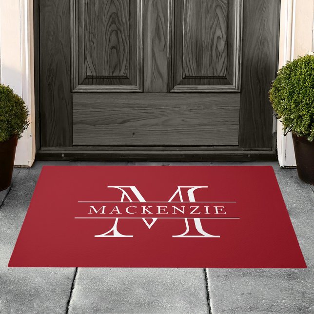 Editable Colors Classic Border Name Monogram Doormat (Creator Uploaded)