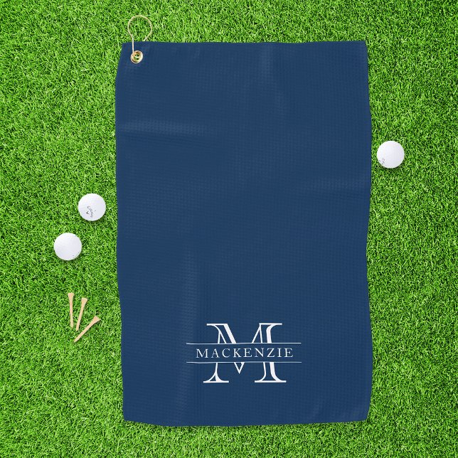 Editable Colors Classic Border Name Monogram Golf Towel (Creator Uploaded)