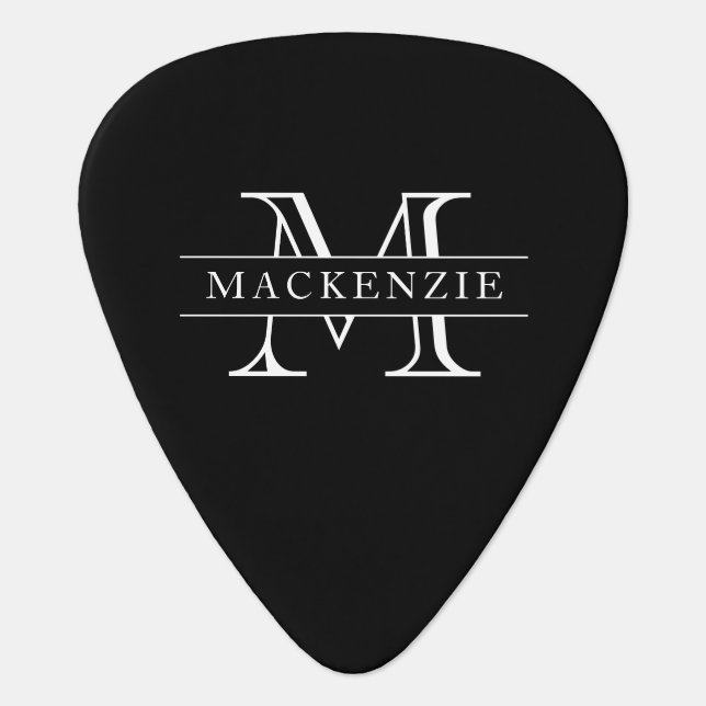 Editable Colors Classic Border Name Monogram Guitar Pick (Front)