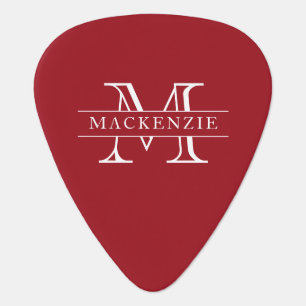 Editable Colors Classic Border Name Monogram Guitar Pick