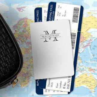 Editable Colors Classic Border Name Monogram Passport Holder