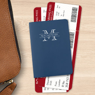Editable Colors Classic Border Name Monogram Passport Holder