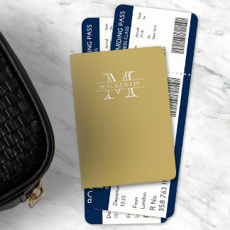 Editable Colors Classic Border Name Monogram Passport Holder