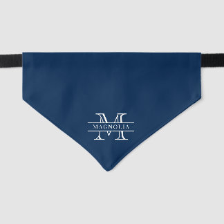Editable Colors Classic Border Name Monogram Pet Bandana Collar
