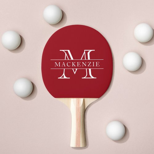 Editable Colors Classic Border Name Monogram Ping Pong Paddle