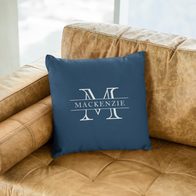 Editable Colors Classic Border Name Monogram Throw Pillow (Creator Uploaded)