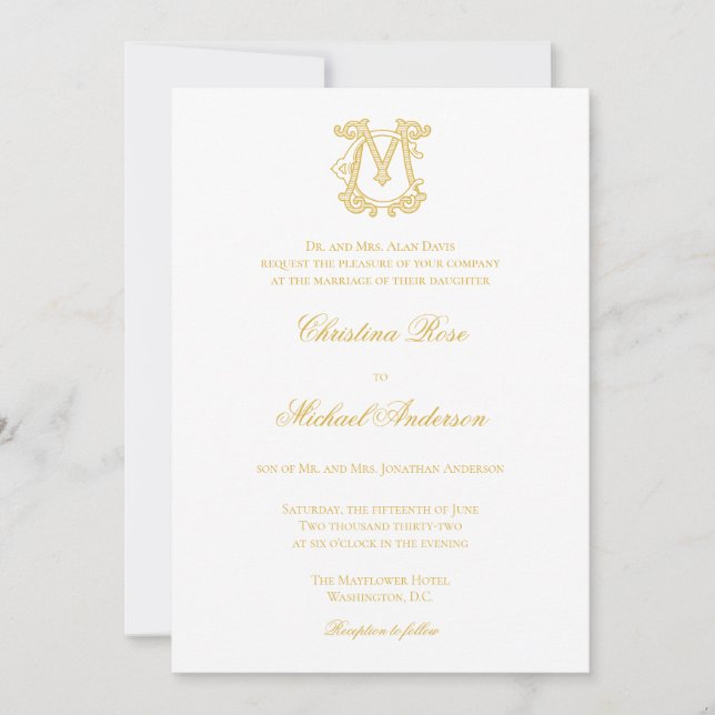 EDITABLE COLORS CM Monogram MC Logo Invitation (Front)