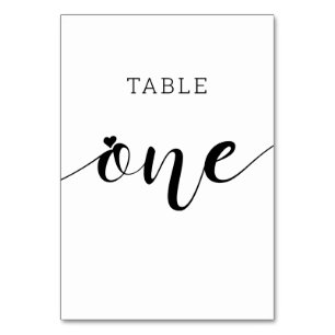 Editable Colors Cute Heart Script One Wedding Tabl Table Number