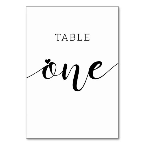 Editable Colors Cute Heart Script One Wedding Tabl Table Number