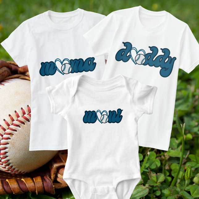 Editable Colors Daddy Love Baseball Matching  T-Shirt (Creator Uploaded)