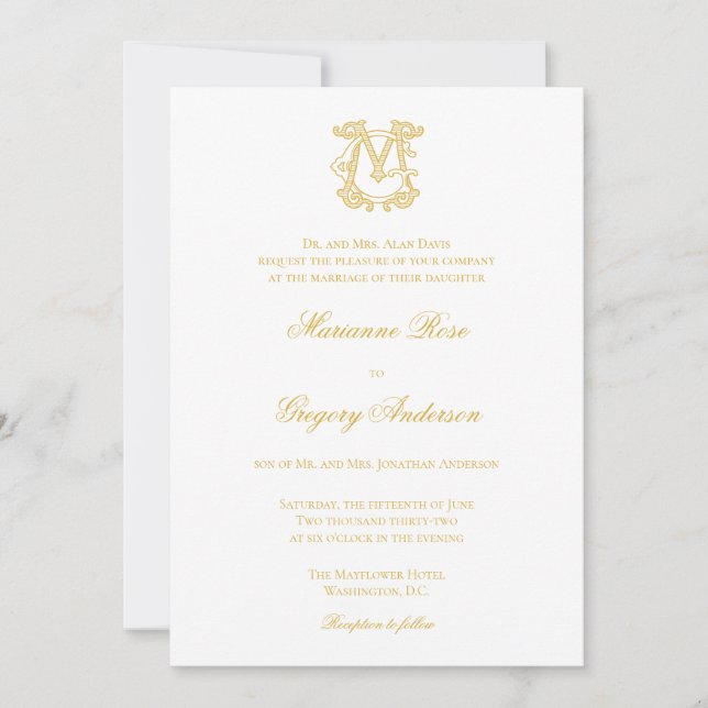 EDITABLE COLORS GM Monogram MG Logo Invitation (Front)
