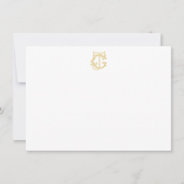 EDITABLE COLORS JG Monogram GJ Monogram Notecards (Front)