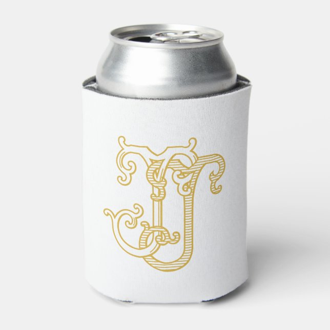 EDITABLE COLORS JJ Monogram JJ Logo Cozy Cooler (Can Front)