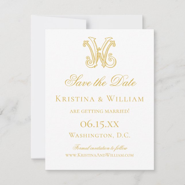 EDITABLE COLORS KW Monogram WK Monogram Save The Date (Front)