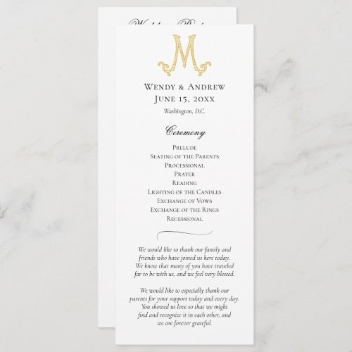 EDITABLE COLORS M Monogram Wedding Program