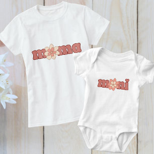 Editable Colors Mama with Flower Matching Mini T-Shirt