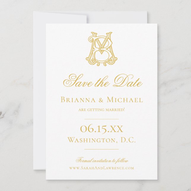 EDITABLE COLORS MB Monogram BM Monogram Save The Date (Front)