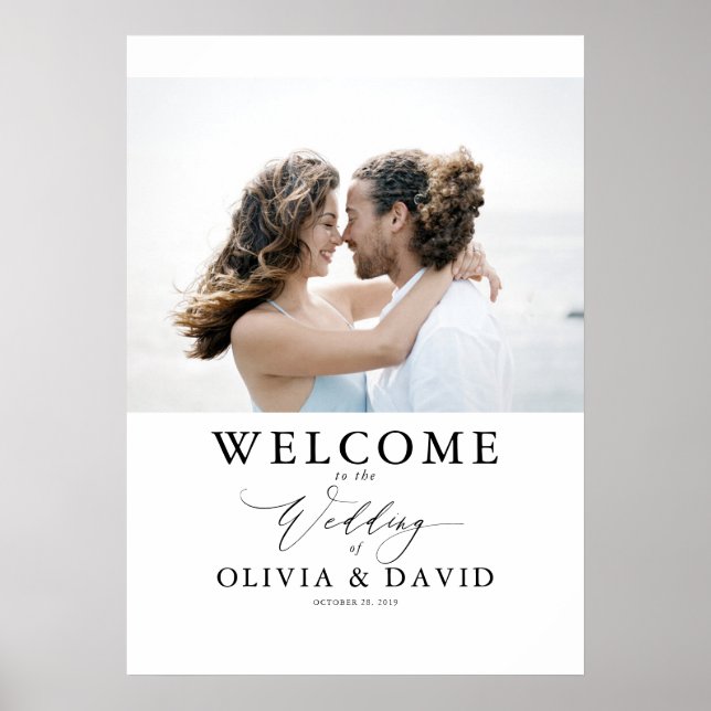 Editable Colors Modern Wedding Welcome Photo Sign (Front)