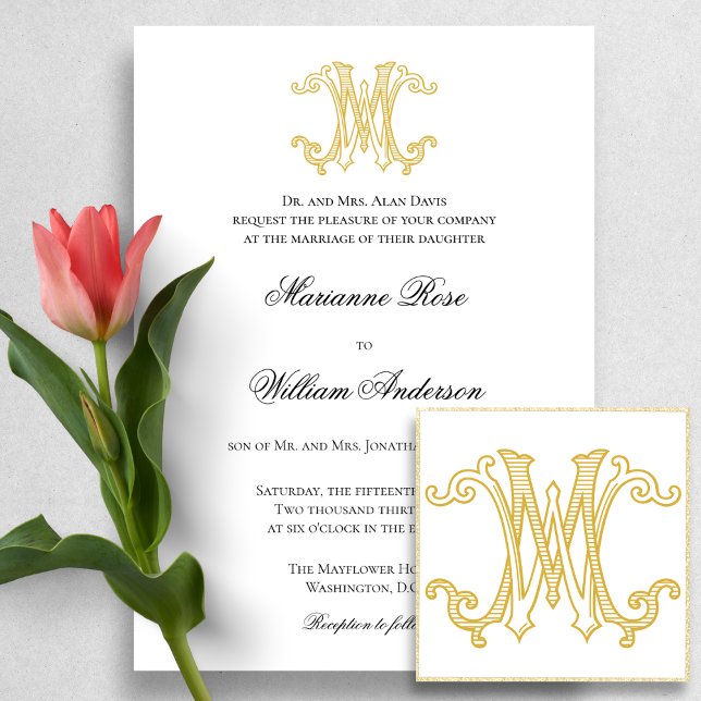 EDITABLE COLORS MW Monogram WM Logo Invitation (Creator Uploaded)