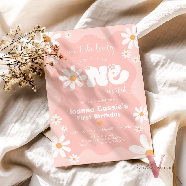 Editable Colors ONEderful Daisy Summer Birthday  Invitation (Creator Uploaded)