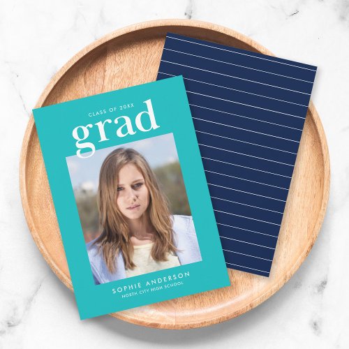 Editable Colors Serif Photo Grad Announcement