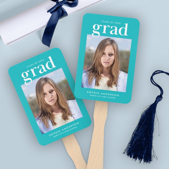 Editable Colors Serif Photo Graduation Hand Fan (Creator Uploaded)