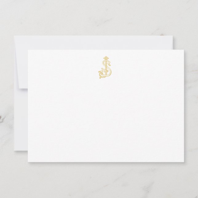 EDITABLE COLORS SJ Monogram JS Monogram Notecard (Front)