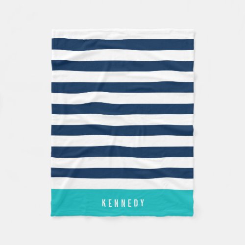 Editable Colors with White Stripes Add Name Fleece Blanket