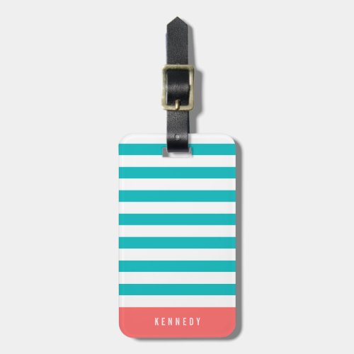 Editable Colors with White Stripes Add Name Luggage Tag