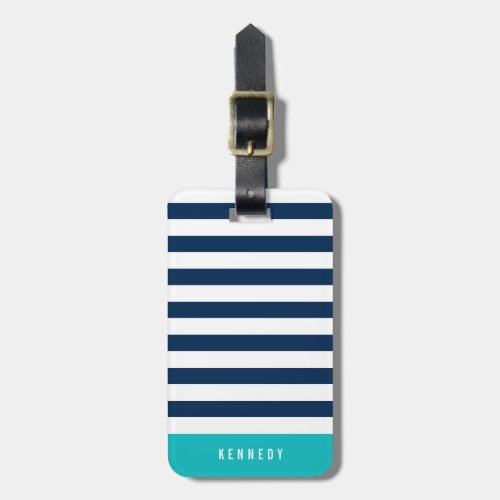 Editable Colors with White Stripes Add Name Luggage Tag