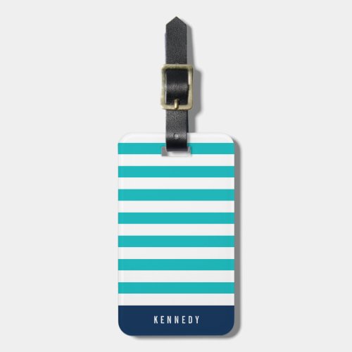 Editable Colors with White Stripes Add Name Luggage Tag