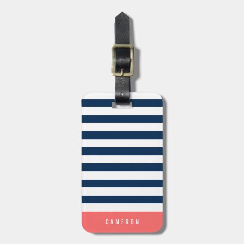 Editable Colors with White Stripes Add Name Luggage Tag