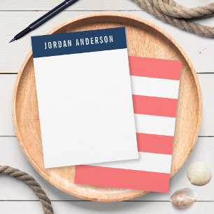 Editable Colors with White Stripes Add Name Note Card