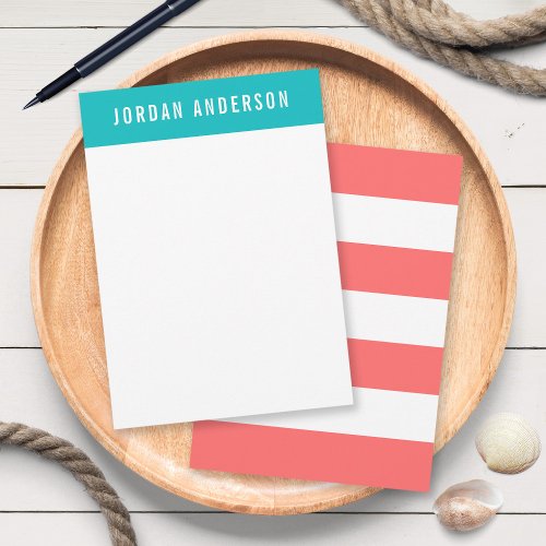 Editable Colors with White Stripes Add Name Note Card