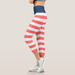 Editable Colors with White Stripes Capri Leggings<br><div class="desc">Nautical style capri-length leggings featuring a white stripes pattern with an editable background color, click the customize button to change the background color of the front and waist layer. *Please note that the Zazzle Watermark that appears in the zoom preview will NOT appear on the final printed product. © Rosewood...</div>