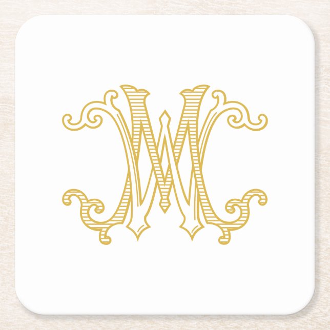 EDITABLE COLORS WM Monogram MW Logo Coasters (Front)