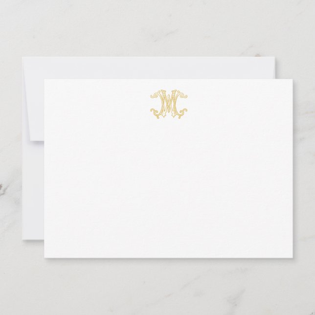 EDITABLE COLORS WM Monogram MW Monogram Notecards (Front)