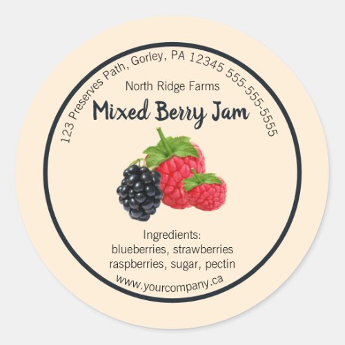 Editable Company Mixed Berry Jam Label
