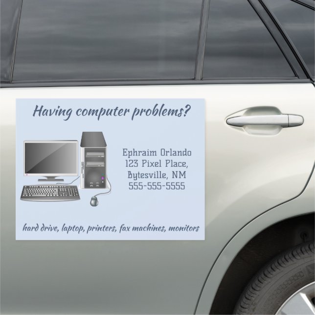 Editable Computer Technician Car Magnet (In Situ)